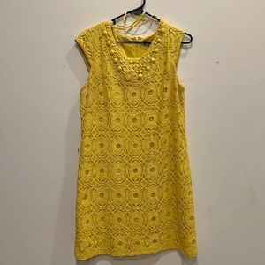 Yellow Beaded Sleeveless Dress